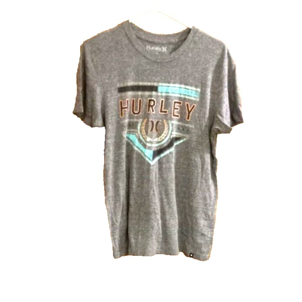 hurley mens medium t shirt grey lightweight comfort casual LOGO